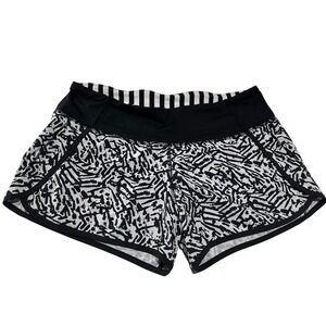 Lululemon Run Times Shorts 4" Brushed Animal Black/White Size 8
